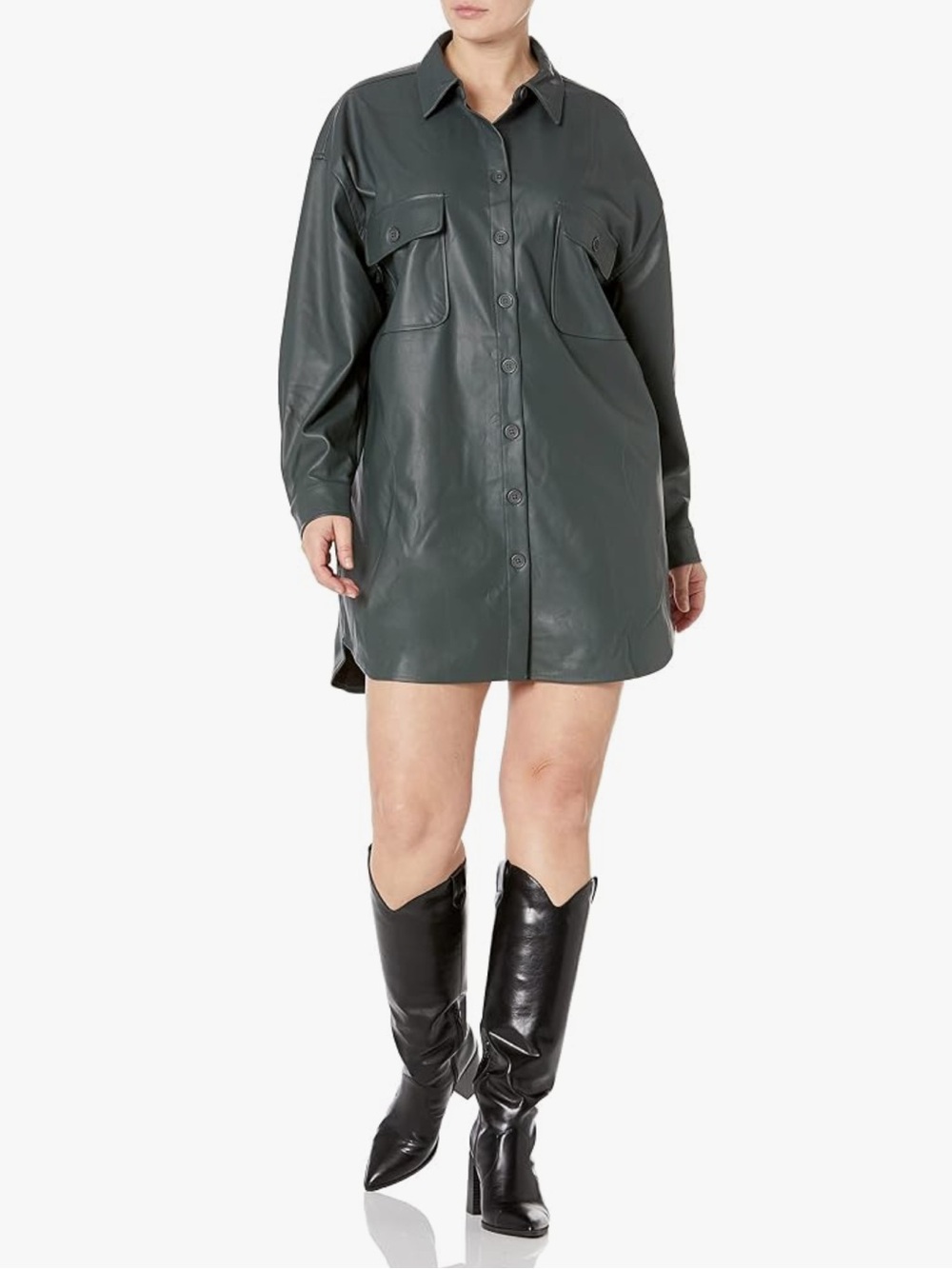 NWT Steve Madden Faux Leather Shirt Jacket, Fall, Green, Size XL